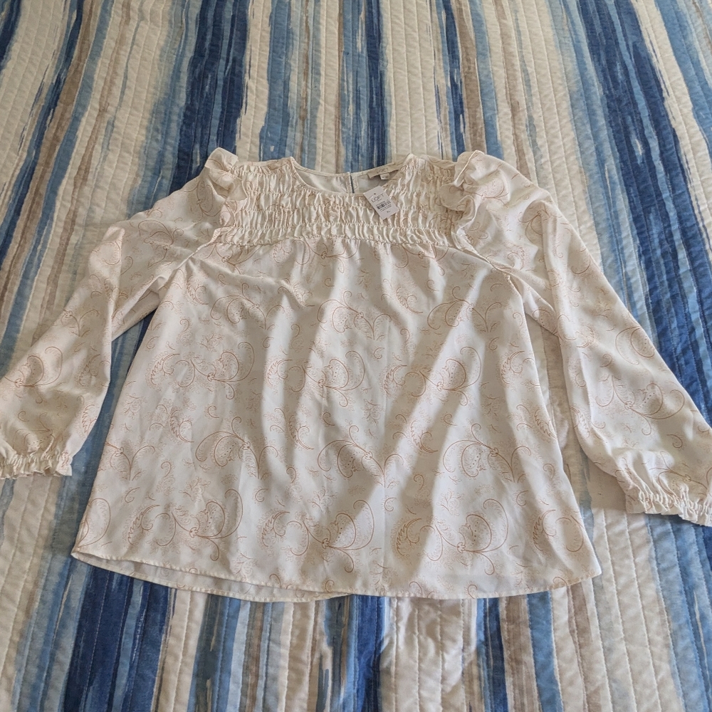 Loft Cream Blouse With Subtle Pattern - image 7